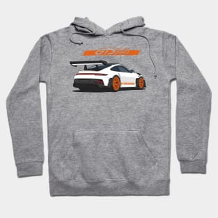 Rear car 911 gt3 rs white orange Hoodie